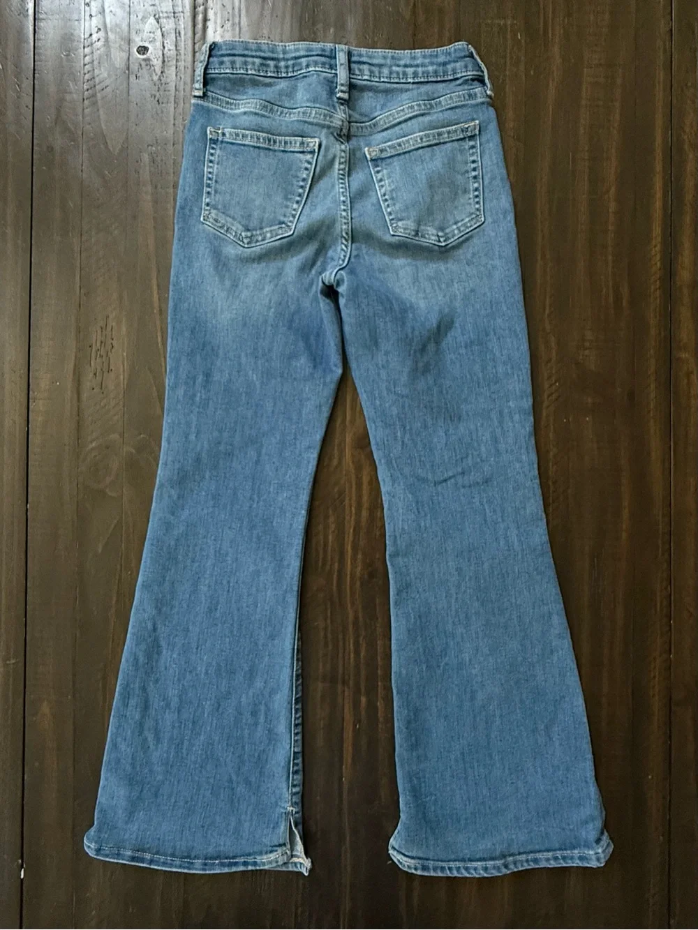 Gap Denim Kids High Rise '70s Flare Girls Blue Jeans Size 10 Adjustable Waist